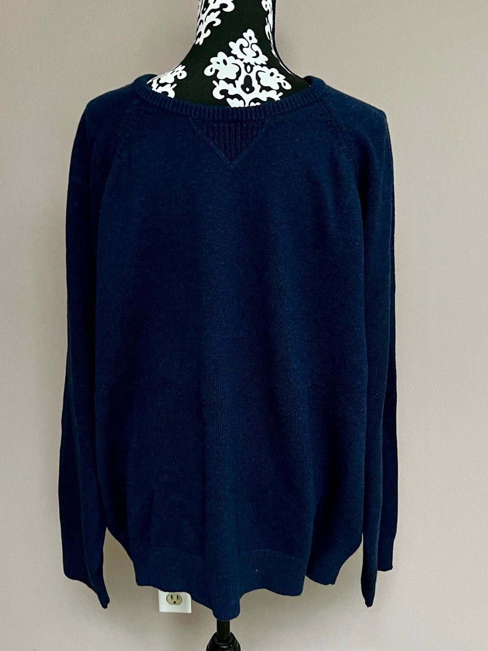 L. L. BEAN Wicked Soft Cotton Cashmere Crewneck Navy Blue Sweater
